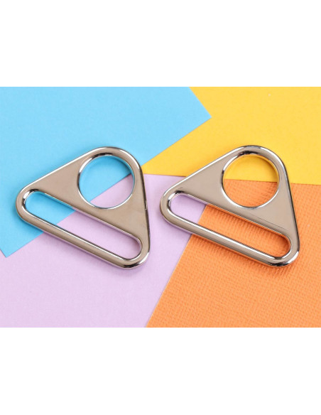 Juego de 2 anillos triangulares pasantes de 38 mm plata