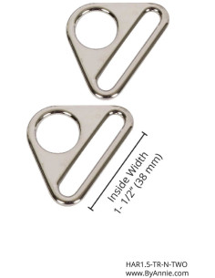 Juego de 2 anillos triangulares pasantes de 38 mm plata 2