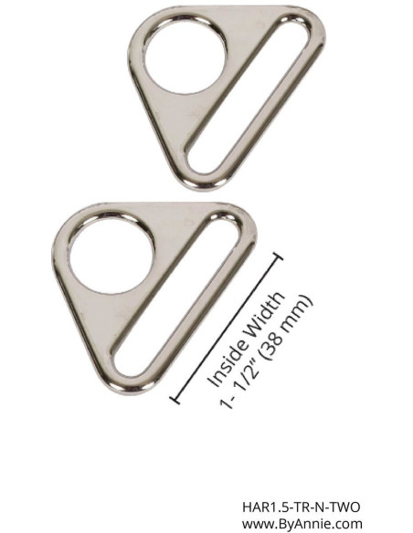 Juego de 2 anillos triangulares pasantes de 38 mm plata