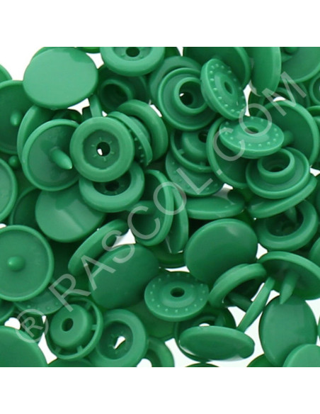 Bolsa de 25 broches de resina KAM redondas - Verde esmeralda