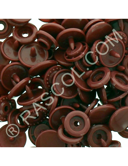 Bolsa de 25 broches de resina KAM redondas - Cobre rojo oscuro
