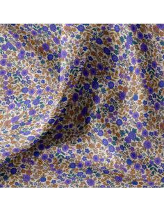Tissu popeline de coton - Barbara violet et camel