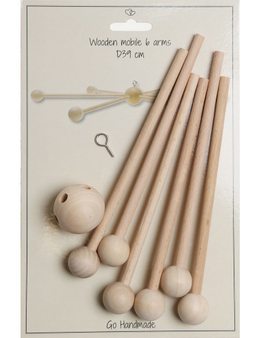 Móvil de madera para bebé - 6 ramas