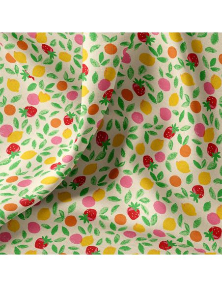 Tissu coton déperlant - Navel vert et jaune