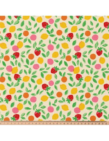 Tissu coton déperlant - Navel vert et jaune