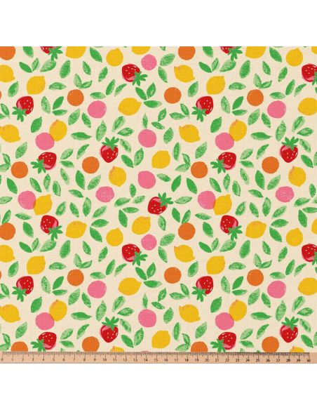 Tissu coton déperlant - Navel vert et jaune