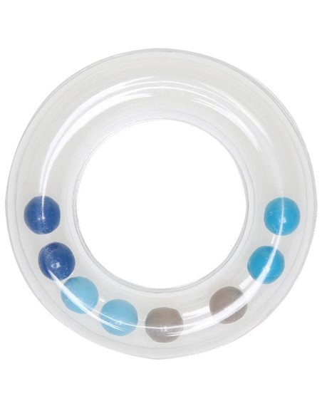 Anillo sonajero transparente con cuentas 63 mm - Azul