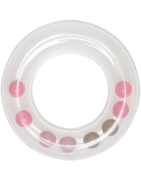 Anillo sonajero transparente con cuentas de 63 mm - Rosa
