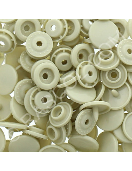 Bolsa de 25 botones de resina KAM redondos - Beige