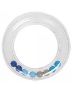 Aro sonajero transparente con cuentas 80 mm - Azul