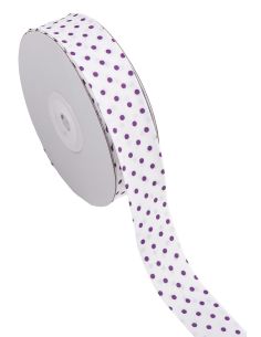 Biais à pois - Violet sur fond blanc