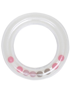 Anillo sonajero transparente con cuentas 80 mm - Rosa