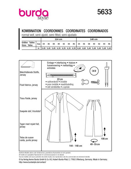 Patron de veste et pantalon - Burda 5633