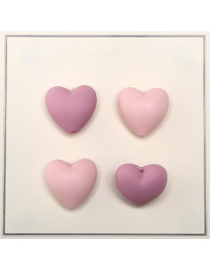 Cuentas de silicona en forma de corazones para sonajeros, sujetadores de chupetes para bebé.