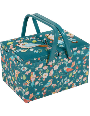 Boite à couture double couvercle - Oiseaux