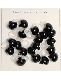 Ojos de seguridad negros de 18 mm - 10 pares