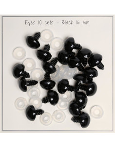 Ojos de seguridad negros de 16 mm - 10 pares