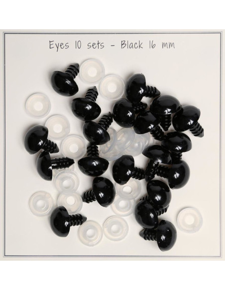 Ojos de seguridad negros de 16 mm - 10 pares