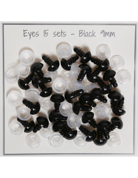 Ojos de seguridad negros de 9 mm - 15 pares
