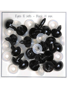 Ojos de seguridad negros de 14 mm - 10 pares