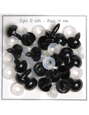 Ojos de seguridad negros de 14 mm - 10 pares
