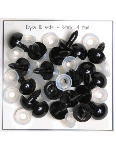 Ojos de seguridad negros de 14 mm - 10 pares