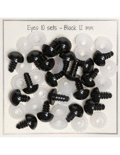 Ojos de seguridad negros de 12 mm - 10 pares