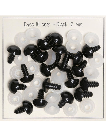 Ojos de seguridad negros de 12 mm - 10 pares