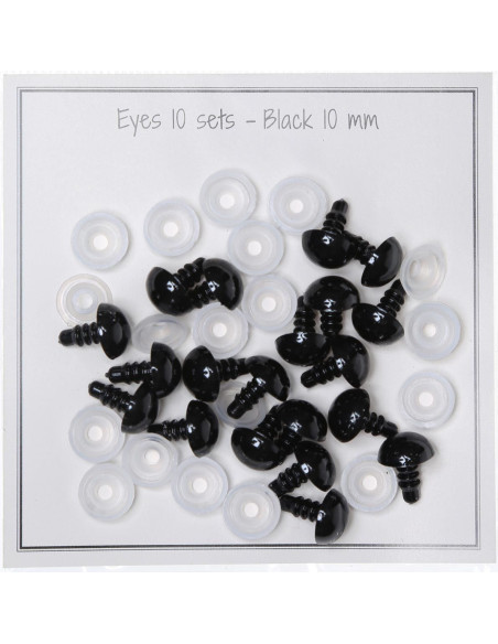 Ojos de seguridad negros de 10 mm - 10 pares