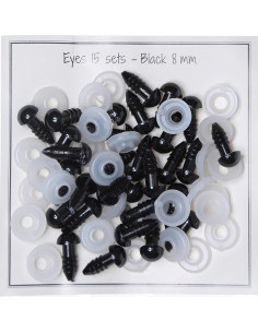 Ojos de seguridad negros de 8 mm - 15 pares
