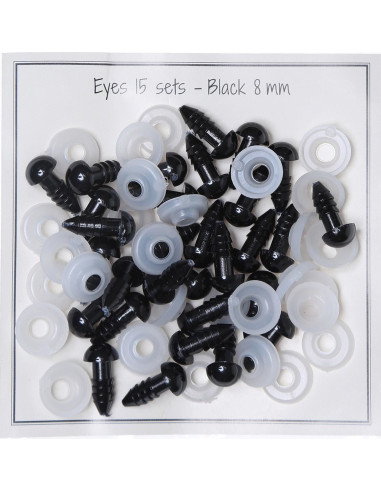 Ojos de seguridad negros de 8 mm - 15 pares