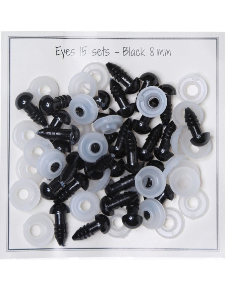 Ojos de seguridad negros de 8 mm - 15 pares