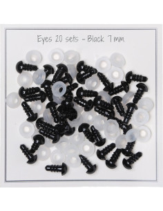 Ojos de seguridad negros de 7 mm - 20 pares