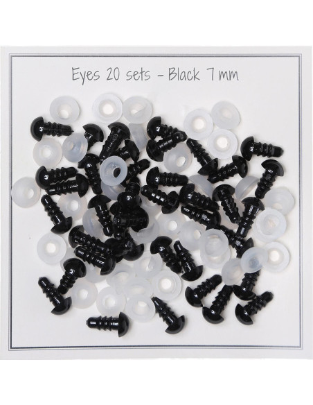 Ojos de seguridad negros de 7 mm - 20 pares