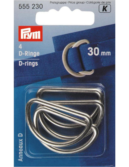 Caja de 4 anillos en D - Plata 30 mm