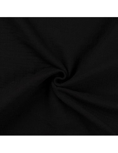 Tejido de doble gasa de algodón - Negro