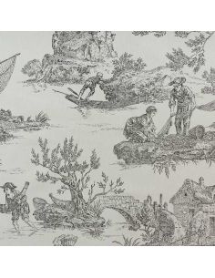 Tissu toile de Jouy demi-natté – Grande largeur – Noir