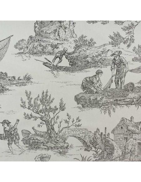 Tissu toile de Jouy demi-natté – Grande largeur – Noir