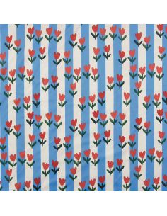 Tissu imperméable pour ciré - Tulip bleu et écru 2