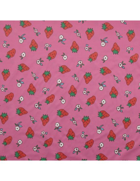 Tissu imperméable pour ciré - Polka rose et rouge