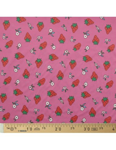 Tissu imperméable pour ciré - Polka rose et rouge