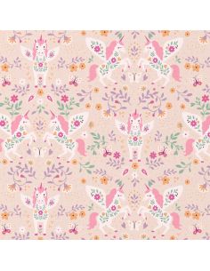 Tissu popeline de coton - Polly gris et rose