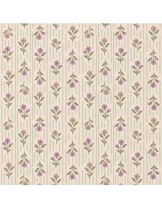 Tissu popeline de coton - Aesa écru et rose