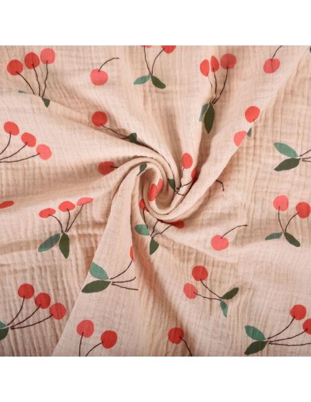 Tissu double gaze imprimé - Clafoutis