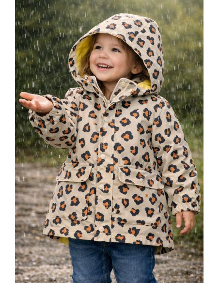 Tissu imperméable pour ciré - Saian orange et galet