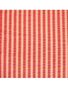 Tissu Seersucker à rayures larges - Abricot et cerise 2