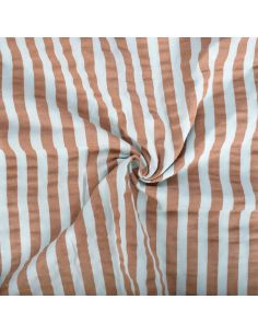 Tissu Seersucker à rayures larges - Menthe et camel