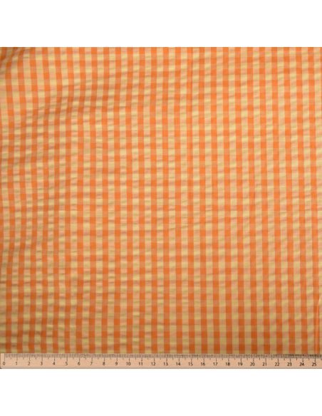 Tissu Seersucker à carreaux - Lemon et mangue