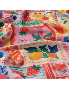 Tissu viscose fantaisie - Nice rose et orange