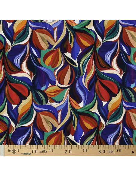 Tissu viscose fantaisie - Artia violet et rouge
